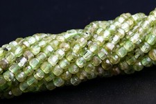 2MM Peridot Beveled Edge Faceted Cube Grade A Genuine Natural Loose Beads 15.5"