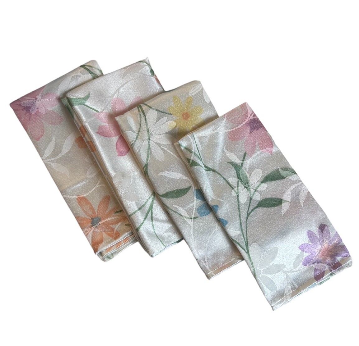 4 Cloth Napkins Spring Flowers Botanical Blossom & Bloom Kohls Satin