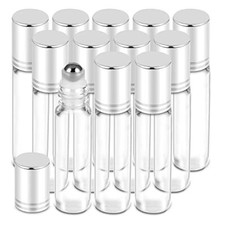 12 Pack Essential Oil Roller Glass Bottle 10ml, 2 Extra Ball, 24 Labels for Oil