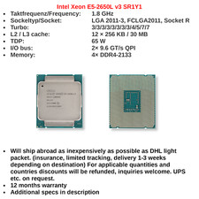 Intel Xeon E5-2650L v3 SR1Y1 Prozessor CPU 1....