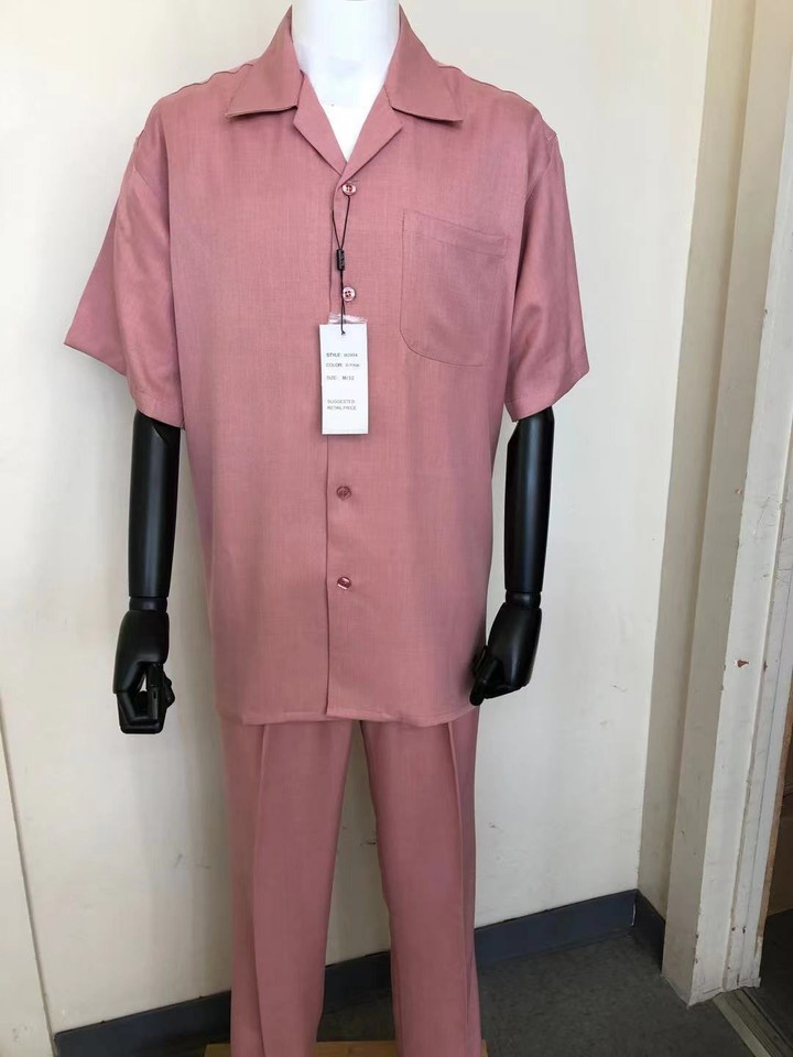 Mens 2-piece Spring - Summer Casual Short Sleeve Shirt Set - Walking Suit - White main image 0