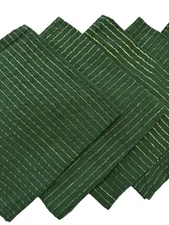 Holiday Storehouse Dinner Napkins 100% Cotton Elegant Green/Gold 17"x17" Lot/8