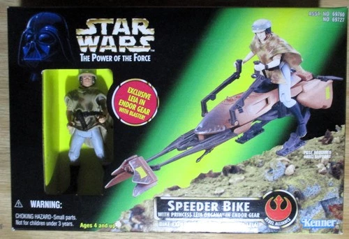 Kenner STAR WARS POTF SPEEDER BIKE w/ ENDOR LEIA MIB Sealed