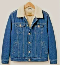 Fossil Womens Sherpa Lined Jean Jacket Blue w...