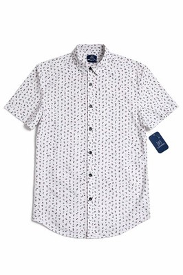 George Slim Fit Stretch Floral Print Short Sleeve Button-Down Shirt XS