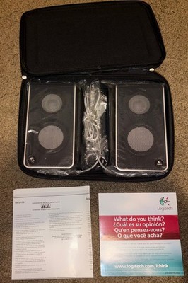 New Missing Box Logitech V20 USB Powered Notebook Laptop Speakers Case Read Desc