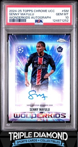 2024-25 Topps Chrome UCC Senny Mayulu Rookie Wonderkids Auto PSA 10 L448