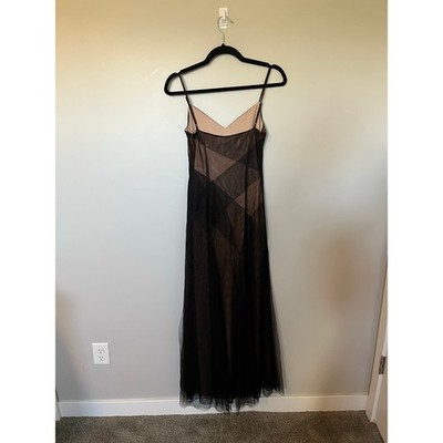 Vintage Y2K bcbgmaxazria maxi slip dress tulle overlay brown