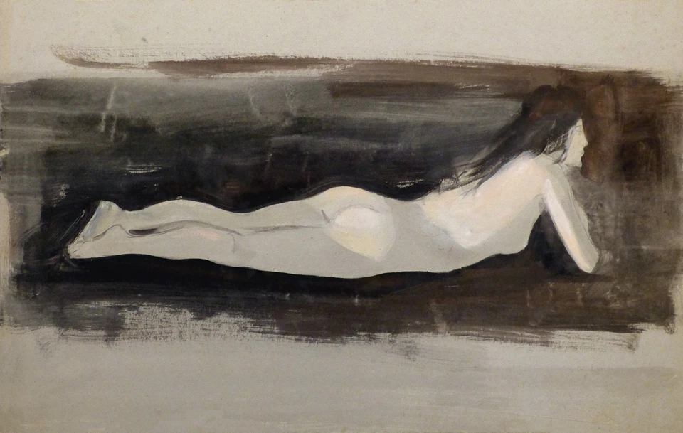 Liegender Akt - Kunstdruck von der Lebenszeichnung Porträt Frau Schönheit - Bild 1 von 1