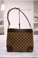 GUCCI GG Canvas Shoulder Bag Brown Monogram Vintage 0014231