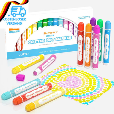 Shuttle Art 15 Glitzer Dot Markers, Kinderstifte Auswaschbar, Bingo Marker, Stem