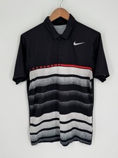 Nike Golf Polo Shirt Men  s Sz Small Black/White/Red Dri-Fit Standard Fit L2