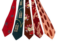 5X 1940s Vintage Men  s Neck Tie Lot  Swing Era Silk Rayon MCM Novelty Neckties