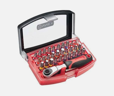 Connex Bit-Set Knarrenkasten 32-teilig mit Knarre 6,35 mm (1/4 Zoll) Antrieb