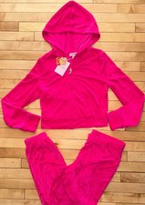 NEW NWT JUICY COUTURE Towel Terry OG Bling Tracksuit Set in Vixen Pink Size M