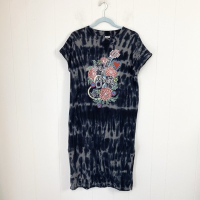 Disney Coco Short Sleeves T-shirt Black Gray Tie Dye Dress Sugar Skulls  Size S