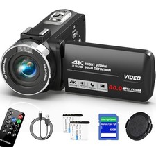 Camcorder Video Camera 4K HD 80MP Vlogging Camera for YouTube IR Black-107
