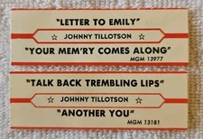 2 Jukebox Title Strips JOHNNY TILLOTSON #13181 #13977 Honky Tonk Country 1960's 