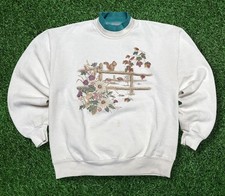 Vintage 90s Morning Sun Sweatshirt Made in USA Size Large Nature Print Jerzees