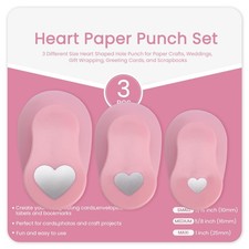 3 PCS Heart Punch Set 3 Sizes Hole Puncher Scrapbooking Card Making Craft
