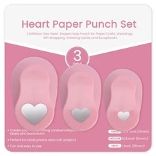 3 PCS Heart Punch Set 3 Sizes Hole Puncher Scrapbooking Card Making Craft