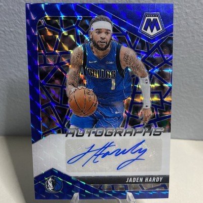 Jaden Hardy 2024-25 Panini Mosaic /49 Autographs Blue Mavericks #AM-JAD