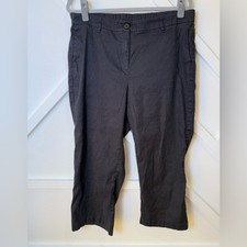 J. Jill Black Lightweight Linen Stretch Copped Pants Size 16