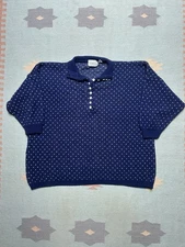 Vintage 80s acrylic knit sweater Birds Eye Venezia 1/2 sleeve henley cropped XXL