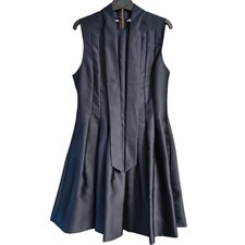 Ted Baker Women's Doora Bow Neckline Dress Blue Size 3 UK Fit & Flare