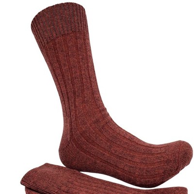 Rust Cashmere Crew Socks Mens Large Garnet Hill Ribbed Warm Dress NEW Mid Calf