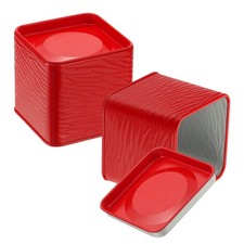 2pcs Square Tin Can 2.95inch Metal Empty Storage Container with Lid Red