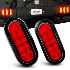 Nilight - Tl-01 6 Oval Red Led Trailer Lights 2pcs Tail Lights