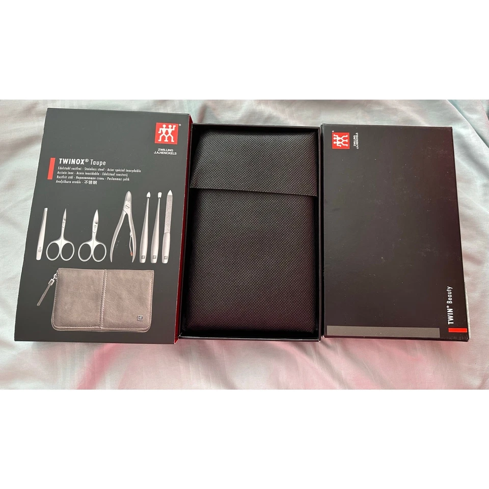 Zwilling Henckels TWINOX Taupe 7 Piece Manicure Set Grooming Kit with Case NEW - Image 3 of 4