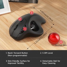 Precision DPI Adjustable Trackball Mouse for ...