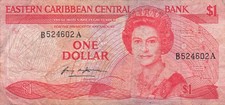 Caribe Oriental $1 ND.  Serie B 1985 - A Que. Billetes circulados II G 71