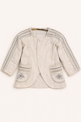 Gudrun Sjoden Linen Embroidered Jacket Scandinavian Boho Cottagecore Womens M