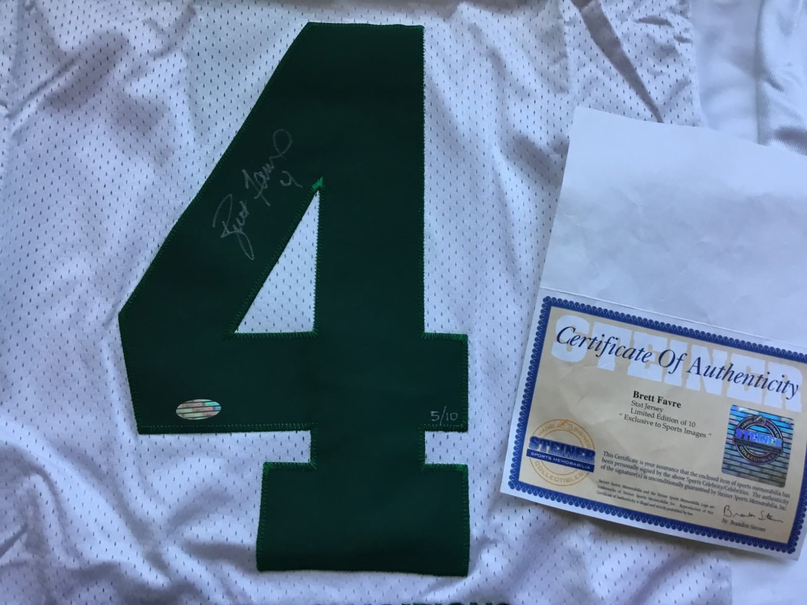 Brett Favre Autographed Packers Embroidered Jersey LE 5/10 - Steiner Sports COA