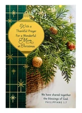 Christmas Card For Mom Thankful Prayer Religious w/ Scripture DaySpring Card NEW