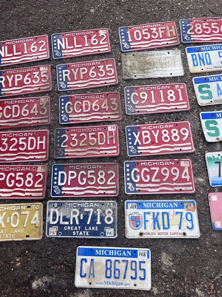Лот Мичиган винтажные номерные знаки сняты с производства 1970-е 1980-е 1976 Двухсотлетие Msu - Изображение 3 из 4