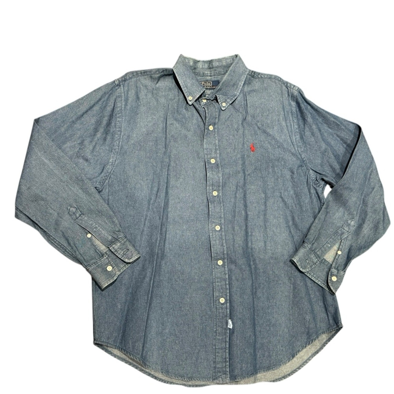 Polo Ralph Lauren Men’s Large Denim Long Sleeve Shirt (Starched)