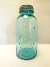 VINTAGE AQUA BLUE BALL PERFECT MASON HALF GALLON FRUIT JAR, NOS ZINC LID #QA — photo 2