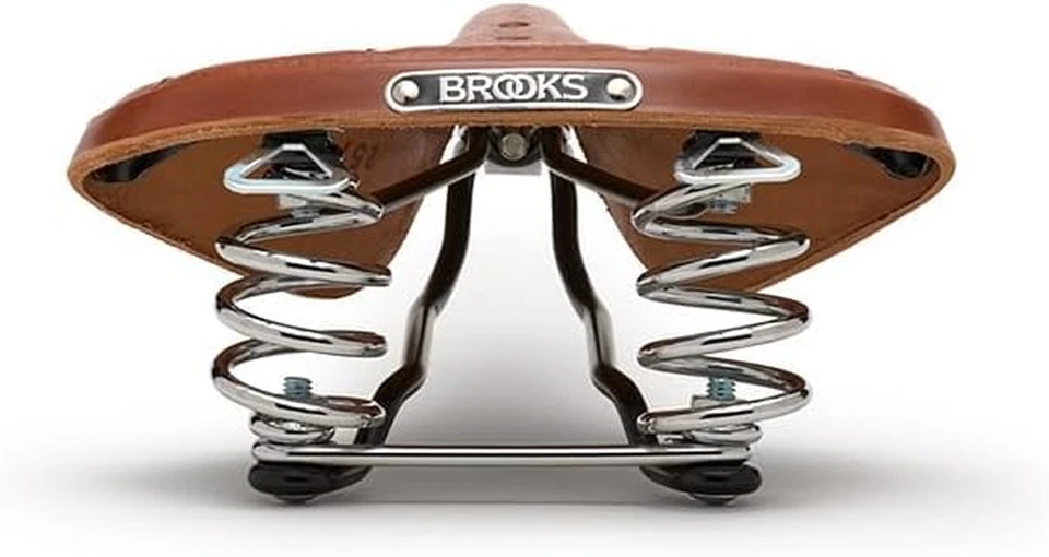 Sillín corto de cuero para bicicleta B67 con resortes de suspensión Foto 2 de 4