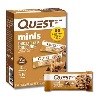 Mini Chocolate Chip Cookie Dough Protein Bars, 8g Protein, 1g Sugar, 2g Net C...