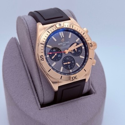 Breitling Chronomat B01 RB0134 42mm Anthracite Dial 18k Rose Gold Rubber Strap