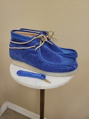 NWOB Women's 9.5 Clarks ORIGINALS x MAYDE  Boots Wallabee Pacific Blue Corduroy