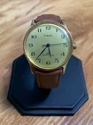 Timex Marlin 80s Gold Tone Mens Vintage Mechanical Runs Great NEW LEATHER STRAP
