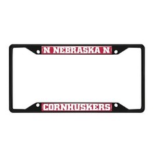 FANMATS 31269 Nebraska Cornhuskers Metal License Plate Frame Black Finish