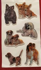 Vintage 1980's Puffy Puppy Dog Stickers-Lassie, Collie
