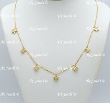 14 Karat Gelbgold Natürlicher Diamant Collier 7 Sterne Collier Hänger