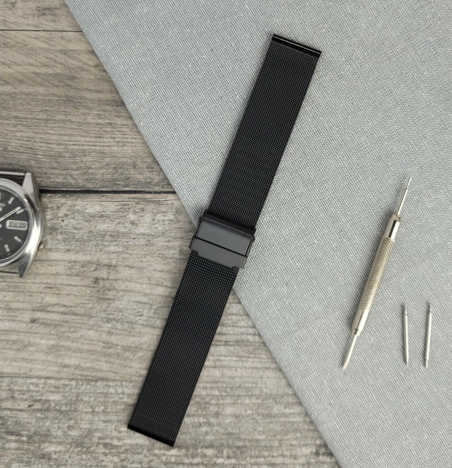 Steel Milanese Mesh Watch Bracelet Strap Band | Black Silver Gold 14/18/20/22mm Foto 3 de 4